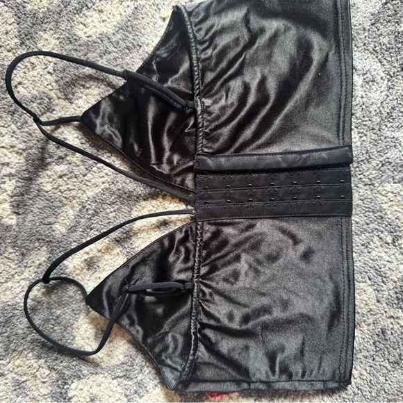 Forever 21 Black Bralette Crop Top with Red Floral Embroidery - Picture 3 of 10